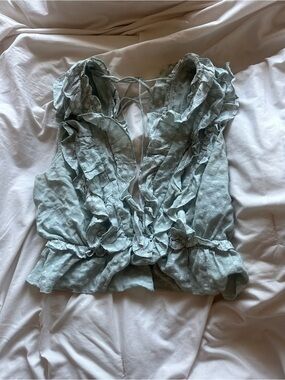 Storia Light Sage Ruffled Tie-Back Camisole